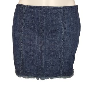 Free People > Raw Hem Jean Mini Skirt